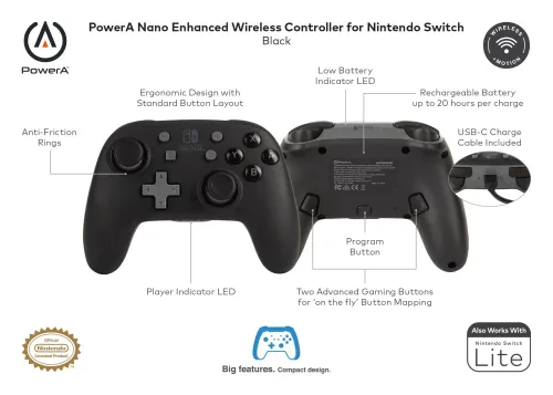 Pad PowerA Enhanced NANO Black do Ninten do Switch Bezprzewodowy