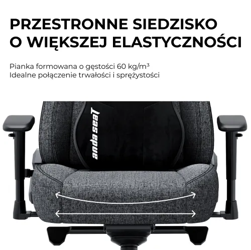 Fotel Anda Seat Novis Plus XL Gamingowy do 150kg Tkanina Ciemno szary