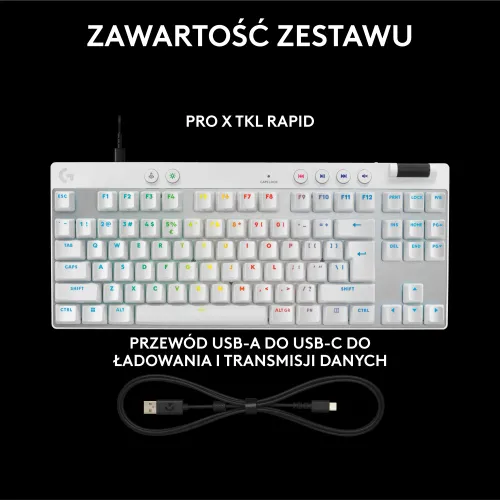 Klawiatura Logitech Pro X TKL Rapid Biały