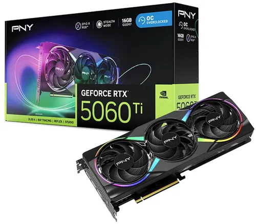 Karta graficzna PNY GeForce RTX 5060 Ti RGB OC Epic-X Overclocked Triple Fan 16GB DLSS 4