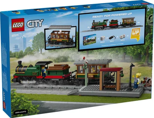 LEGO City 60511 Retro pociąg z lokomotywą parową, zestaw klocków 7+