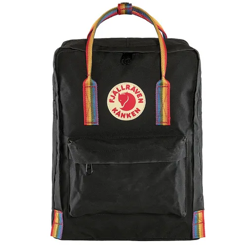 Fjallraven Kanken Gökkuşağı Sırt Çantası-siyah / gökkuşağı deseni