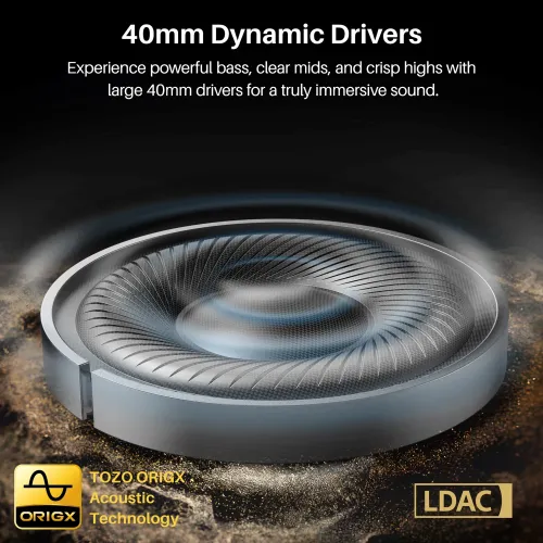 Słuchawki bezprzewodowe Tozo H20 Nauszne Bluetooth 6.0 Funkcje AI Czarny