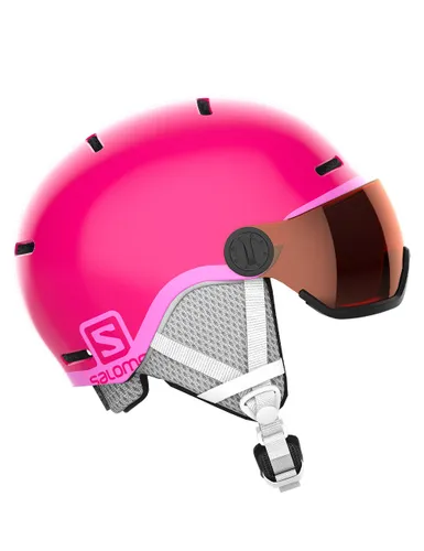 Kask narciarski dziecięcy SALOMON GROM VISOR pink z WBUDOWANA SZYBĄ - KAT. S2 - Rozmiar - M