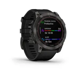 Smartwatch Garmin Fenix 7x Sapphire Solar Tytanowy Szary DLC z czarnym paskiem (010-02541-11)