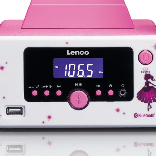 Lenco MC-020 10W Radio FM Tower White-Pink