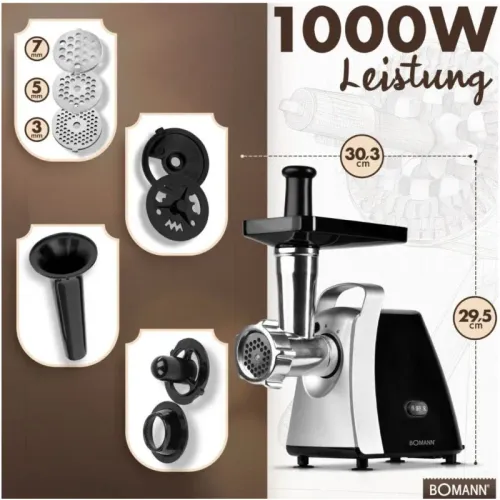 Мясорубка электрическая Bomann FW 6067 CB 1000W, 3 ситка