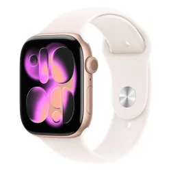 Apple Watch 11 GPS 42mm koperta z aluminium (różowe złoto) + pasek sportowy rozmiar M/L (łagodny róż)