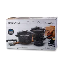 Zestaw 4 garnków aluminiowych z pokrywkami i nakładkami na uchwyty KONIGHOFFER KINGSTONE 9 el.