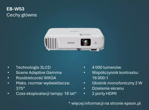 Projektor Epson EB-W53 3LCD WXGA