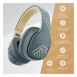 Słuchawki bezprzewodowe PowerLocus P7 Asphalt Grey Nauszne Bluetooth 5.3 Szaro-beżowy