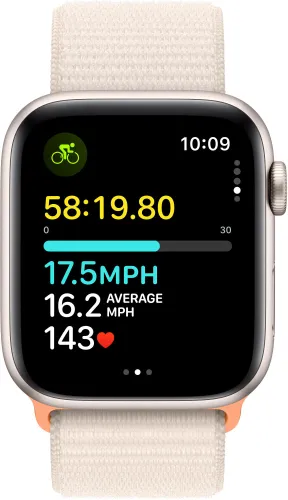 Apple Watch SE GPS 44 мм алюминиевый лунный светящийся / лунный светящийся спортивный браслет