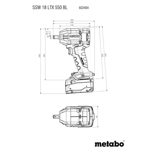 Klucz udarowy Metabo SSW 18 LTX 550 BL metaBOX 145