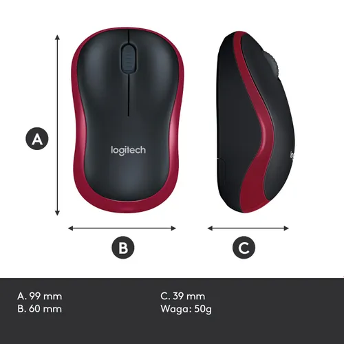 Myszka Logitech M185 Czarno-czerwony