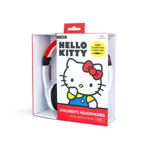 Słuchawki przewodowe z mikrofonem OTL Technologies Hello Kitty Moulded Dla dzieci Nauszne Biało-czerwony