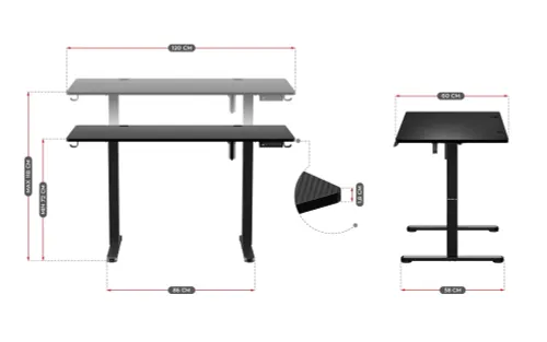 Biurko Huzaro Hero 8.2 120cm Regulacja wysokości Czarny