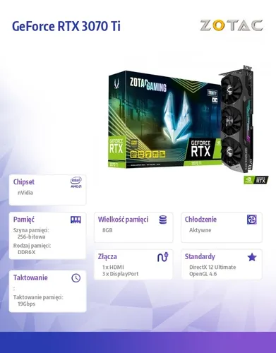 Видеокарта RTX 3070ti Trinity OC 8 ГБ GDDR6X 256bit LHR 3DP / HDMI