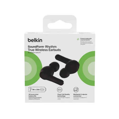 Słuchawki bezprzewodowe Belkin SoundForm Rhythm Dokanałowe Bluetooth 5.3 Czarny