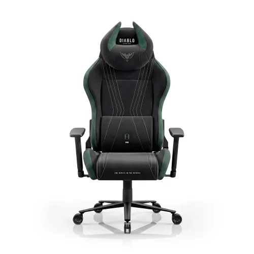 Fotel Diablo Chairs X-Horn 2.0 Normal Size Forest Green Gamingowy do 140kg Tkanina Czarno-Zielony