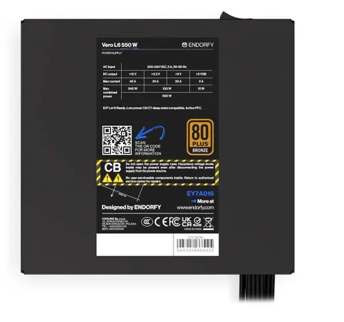 Zasilacz Endorfy Vero L6 550W 80+ Bronze Czarny