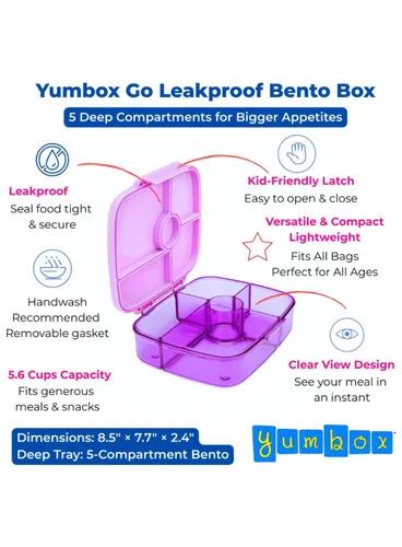 Lunchbox głęboki 5-komorowy Yumbox Go Bento Box - Kyoto purple