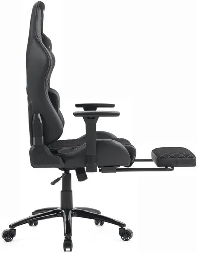 Fotel GAMVIS Phantom Large Czarny (białe elementy) + podnóżek