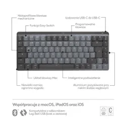 Klawiatura mechaniczna Logitech MX Mechanical Mini dla Mac - space gray