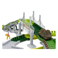 Duży Tor Samochodowy Wyścigowy Elastyczny Park Dinozaurów Zestaw 240 El.