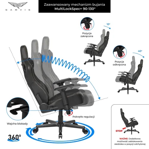 Fotel GAMVIS Elite 2.0 Pro XL Czarny (złote elementy)