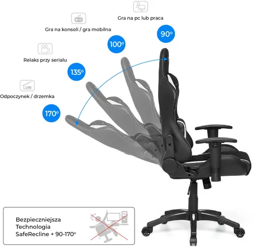 Fotel GAMVIS Expert Czarny (białe elementy)