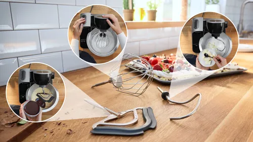 Robot kuchenny planetarny BOSCH MUM5XC4E 1000W z wbudowaną wagą, maszynką do mięsa, blenderem kielichowym