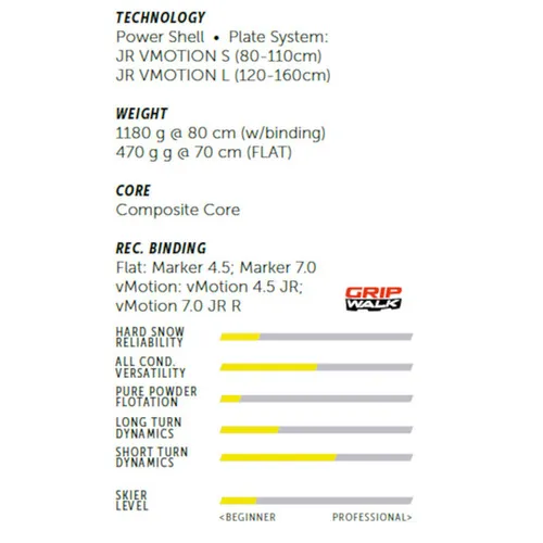 Narty Volkl Peregrine Junior + wiązania vMotion 7.0 130-160 cm 2026