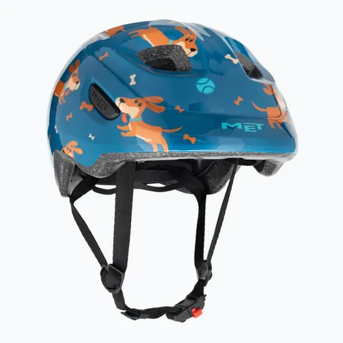 Kask rowerowy dziecięcy MET Hooray blue teckel glossy