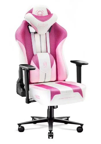 Fotel Diablo Chairs X-Player 2.0 Normal Size Gamingowy do 150kg Skóra ECO Tkanina Marshmallow pink