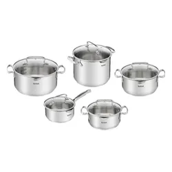 Zestaw garnków TEFAL Duetto+ G719SA74 (10 elementów) Stal nierdzewna 18/10 Indukcja Możliwość mycia w zmywarce