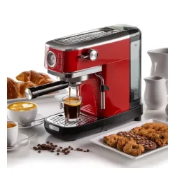 ARIETE Perfetto Slim Manometro Moderna 1381/33 1300 W czerwony - ekspres do kawy ciśnieniowy