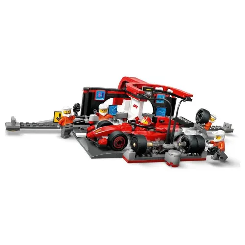 LEGO City 60443 F1 Pit stop i mechanicy z bolidem Ferrari