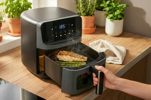 Air Fryer Frytkownica beztłuszczowa GÖTZE & JENSEN AF300T 4.5l z okienkiem do obserwacji postępów gotowania