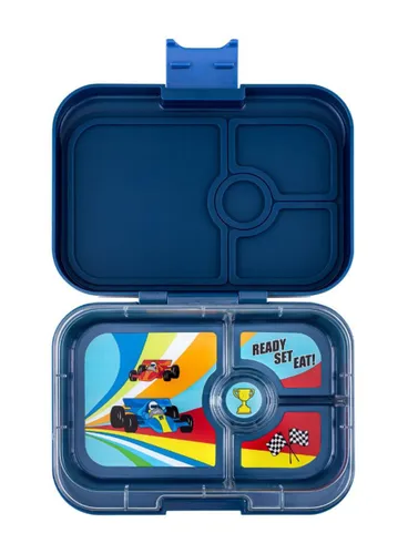 Lunchbox dziecięcy Yumbox Panino 750 ml - Monte Carlo blue / race cars tray