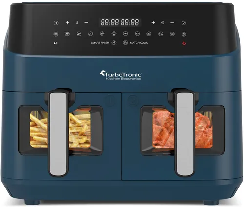 Air Fryer Frytkownica beztłuszczowa TURBOTRONIC TT-DAF6W Niebieski 9l z podwójnym koszem