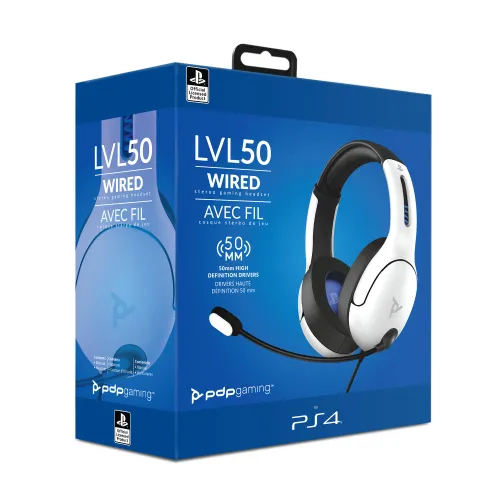 Проводные наушники с микрофоном PDP Lvl50 Wired PS5 / PS4-белый