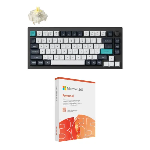 Klawiatura KEYCHRON Q1 Max Wireless Switch Gateron Jupiter Banana Czarno-biało-niebieski + Program MICROSOFT 365 Personal