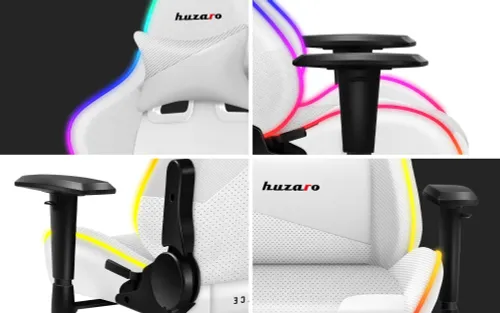 Fotel Huzaro Force 6.2 RGB LED Gamingowy do 130kg Tkanina Biały