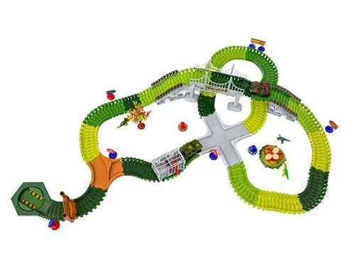 Duży Tor Samochodowy Wyścigowy Elastyczny Park Dinozaurów Zestaw 240 El.