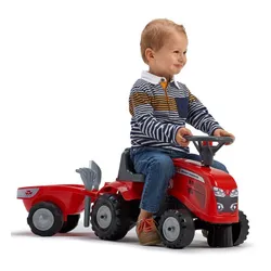 Falk Traktorek Baby Massey Ferguson Czerwony Z Przyczepką + Akc. Od 1-3 Lat