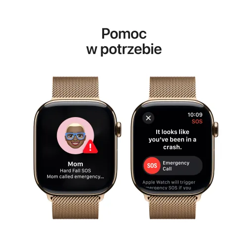 Apple Watch Series 10 GPS + Cellular koperta 46mm tytan złoty bransoleta mediolańska złota M/L