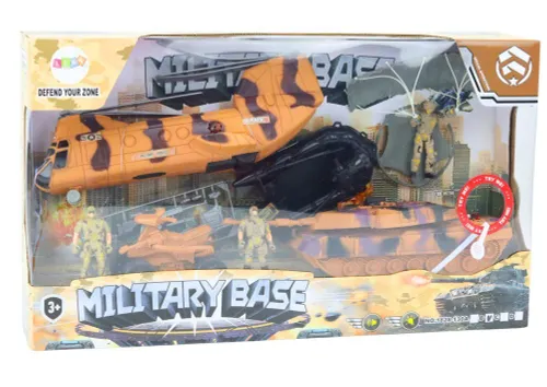 Zestaw Wojskowy Militarny Czołg Helikopter Quad Ponton Figurki Dźwięki Światła