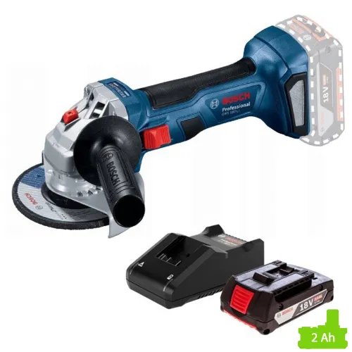 Szlifierka kątowa BOSCH Professional GWS 180-LI 06019H9020 + Ładowarka BOSCH Professional GAL 18V-40 1600A019RJ + Akumulator BOSCH Professional GBA 1600Z00036 2Ah 18V
