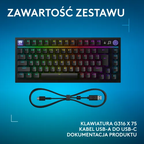 Klawiatura mechaniczna Logitech G316 X 75 Czarny