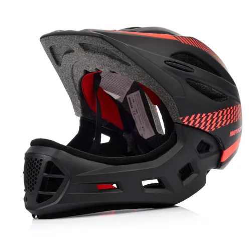 Kask rowerowy full-face METEOR Lupus S 48-52 cm czarny/czerwony